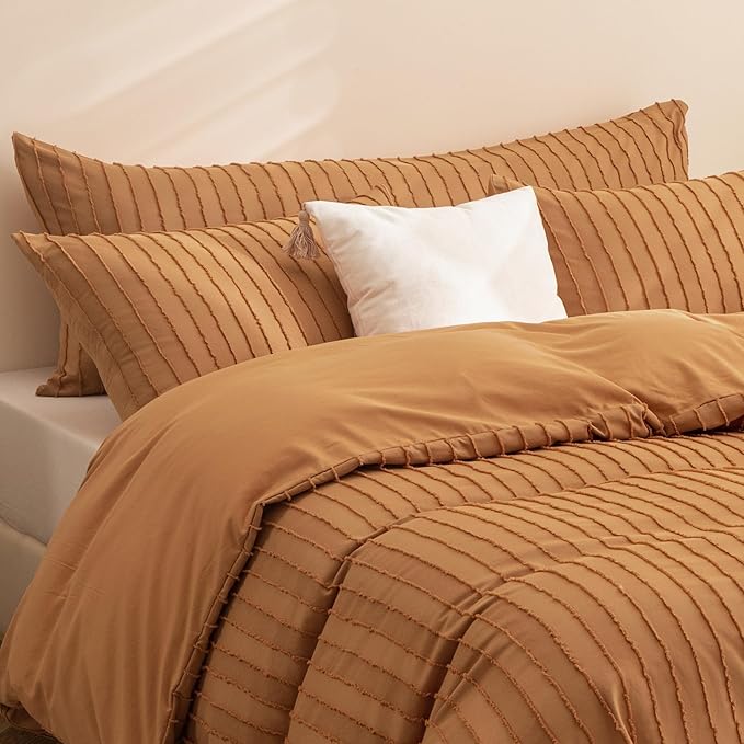 JELLYMONI Pillowcases Body Size Rust 1 Pack Boho Striped Bed Pillow Covers 20x54in Polyester Envelope Pillow Shams Tufted Bohemian Textured (Pillows are not Included)