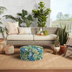 TWELAR Indoor/Outdoor Inflatable Ottoman with Handle, Decorative Fade-Resistant Round Footstool D21 x H9 inch, Portable Ottoman Pouf for Patio Garden Camping, Flower Child