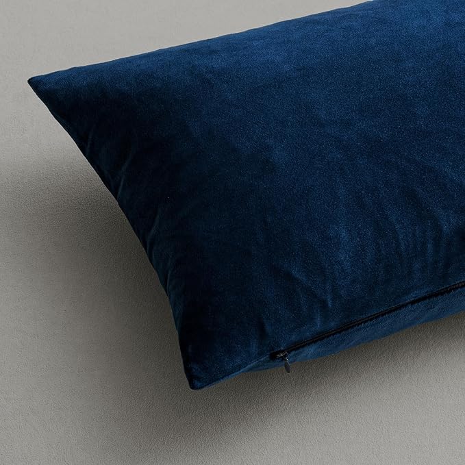MIULEE 24x24 Inch Euro Sham Velvet Pillow Covers, Set of 2 Large Square Decorative Pillows - Dark Blue Super Soft for King Bed, Sofa, Couch, Accent Chairs