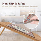 Boho Kitchen Mats for Floor 2 Piece Set Anti Fatigue Cushioned PVC Kitchen Rugs Non Slip Waterproof Farmhouse Mats 2/5 Inch Comfort Standing Mat for Sink, Laundry, 17.3"x47"+17.3"x28", Taupe Red