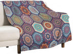 Boho Floral Throw Blanket Vintage Bohemian Flower Patterned Blanket for Sofa Bed Couch Chair Or Dorm 70"x80"