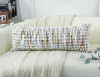 PANOD Coastal Decorative Lumbar Pillow Cover 14 x 36 Inch, Boho Long Pillow for Bed, Colorful Neutral Accent Farmhouse Long Body Pillow for Couch Sofa Bedroom Livingroom