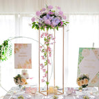 Gold Stand Wedding Centerpieces for Tables - 39.4in Tall Vases for Centerpieces, 2 Pcs Metal Column Flower Stand, Rectangular Flower Display Rack, Wedding Decorations for Tables, Party, Events, Home