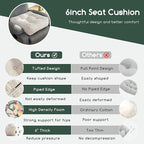 HIGOGOGO Tufted Corduroy Recliner Seat Cushion for Elderly, 20x20x6 Inch Extra Large Square Seat Cushion for Recliner Chair, Floor Pillow, Office Chair, Car, No Pressure on Thighs, Beige
