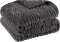 Superior Fleece Boho Jacquard Blanket, Decorative Blankets for Bedroom, Sofa, Fuzzy, Plush, Fluffy, Soft, Cute Room Decor, Beautiful Cover, Comfort Essentials, Arctic Collection, Full/Queen, Charcoal