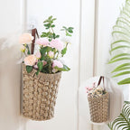 Woven Front Door Basket Seagrass Wall Hanging Basket Decorative Boho Mounted Organizer for Dried Flower Plants Storage Basket for Garden, Home, and Farmhouse Décor