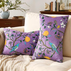 MUSSEL Light Purple Floral Pillow Covers 12x20 Set of 2, Velvet Wild Flower Plant Throw Pillows Case, Square Farmhouse Decor Cushion Covers for Home Sofa Bed Couch
