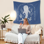 HUGANE Whale Shark Christian Tapestry, Isaiah 43:2 Bible Verse Tapestry Wall Hanging, Religious Bible Scripture Wall Blanket Backdrop Decor for Home Bedroom Living Room, 50x60 Inch,Color-C
