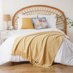 BATTILO HOME Yellow Throw Blanket for Couch, Fall Decor Blankets & Throws, Fall Throw Blanket for Autumn Halloween Decoration, Yellow Throw Blankets for Bed Sofa, 50"x60"