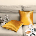 2 Pack 22x22 Pillow Cover Velvet Pillow Covers, Square Throw Pillow Covers for Living Room Decorations Throw Pillow Case, Throw Pillow Cover Cushion Cover for Home Sofa Bedroom Car, Dark Gold