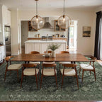 9x12 Area Rugs for Living Room Bedroom, Large Washable Rug, Green Vintage Floral Boho Rug, Non Slip & Low Pile Faux Wool Thin Carpet for Indoor Dining Room and Kids Room(Green 9x12ft)