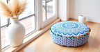 CRAFT KALA 16" Round Large Hippie Mandala Meditation Floor Ottoman Pillow Cushion Pouf Cover Square Poufs Bohemian Circle Floor Cushion Case Outdoor Fireplace Yoga Living Room Decor Cover Blue Ombre