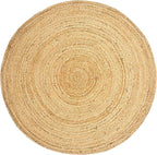 Jute Braided Area Rug, 6 feet Round, Stain Resistance Artisan-Crafted Natural Boho Area Rug,Tailored for Entryways, Living Room, Bedroom, Farmhouse Vintage Interiors, Reversible Design