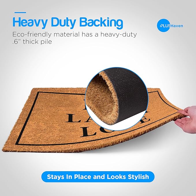 PLUS Haven Coconut Coir Home Entrance Door Mat – 17.5" x 30" | Live Laugh Love Heavy-Duty Doormat for Indoor & Outdoor Use | Durable & Eco-Friendly