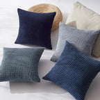Topfinel 4 Packs Blue Decorative Throw Pillow Covers 24x24 Inch for Living Room Couch Bed Sofa, Boho Western Farmhouse Home Decor, Square Soft Moss Corduroy Fall Cushion Case 60x60 cm