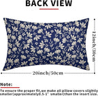 Navy Blue Pillow Covers 12x20 Set of 2 Vintage Floral Rustic Old Style Cute Flower Print Rectangle Decorative Outdoor Pillowcases Seasonal Farmhouse Throw Cushion Case Couch Sofa Bed Decor