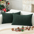 Kevin Textile 12x24 Inch Pillow Cover 1 Pack Boho Christmas Decorative Soft Striped Corduroy Lumbar Farmhouse Color Accent Rectangle Cushion Case for Living Room Couch Sofa Bed, Army Green