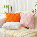decorUhome Spring Throw Pillow Covers 16x16 Inch Set of 2, Soft Plush Faux Fur Wool Light Pink Accent Couch Pillow Covers for Modern Farmhouse Bed Sofa Living Room