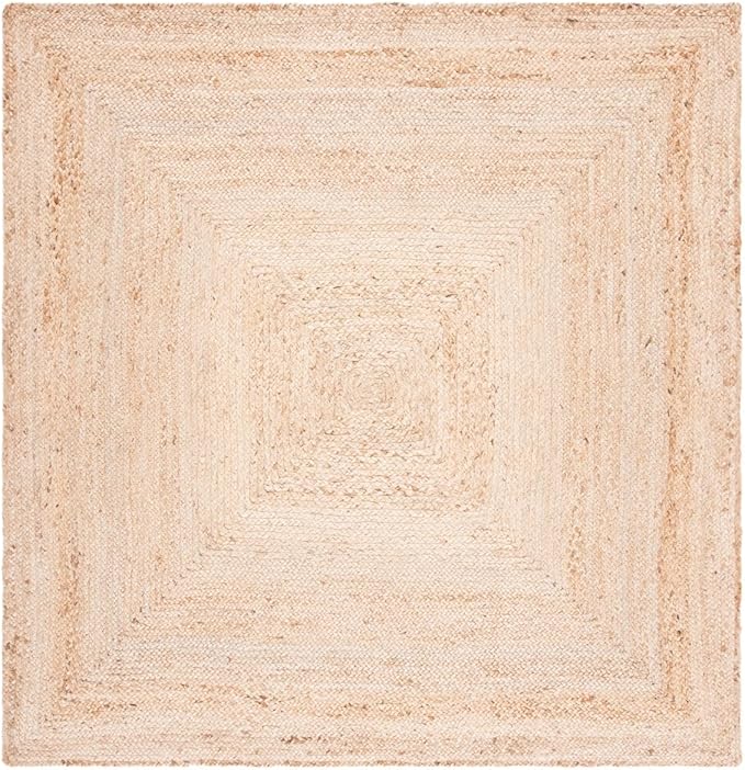 SAFAVIEH Area Rug 3' Square - Cape Cod Collection- Natural Brown, Handmade Braided Flat Weave Jute (CAP252A)