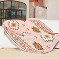 Snycler Boho Throw Blanket for Bed 50 * 60inch Woven Blanket Cotton Polyester Farmhouse Decor for Indoor Outdoor Sofa Bedroom Garden，All Season(Pink)