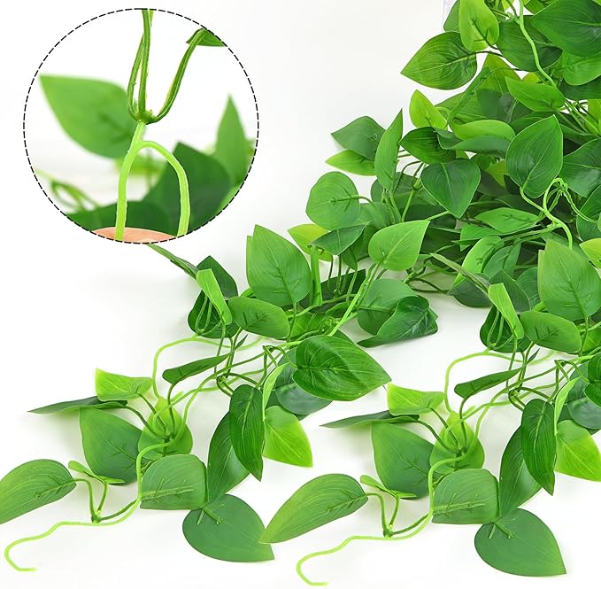 CEWOR 4pcs Artificial Hanging Plants 2.9ft Fake Ivy Vine Fake Ivy Leaves for Wedding Wall House Room Patio Indoor Outdoor Home Shelf Office Decor