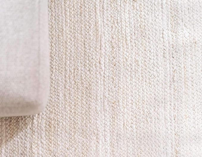 Unique Loom Braided Jute Collection Area Rug - Dhaka (2' x 3' 1" Rectangle, White)