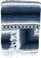 Del Mex Classic Mexican Blanket, Large Authentic Woven Falsa Throw (70"x50"), Artisan Southwest Décor for Beach, Yoga, Outdoors (Navy Blue)