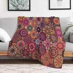 Mandala Indian Bohemian Throw Blanket Paisley Purple Floral Boho Abstract Tribal Blanket for Sofa Bed Couch Chair Or Dorm 30"x40"