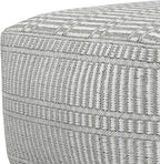 SIMPLIHOME Safford Square Pouf - 20 inch Wide Upholstered PET Polyester Ottoman in Grey and White, Boho Indoor/Outdoor Footstool or Extra Seating for Living Room or Bedroom, Assembled