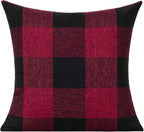 VAKADO 20x20 Set of 2 Red and Black Buffalo Plaid Throw Pillow Covers Farmhouse Christmas Check Decorative Cushion Cases Rustic Retro Home Decor for Couch Bed Sofa