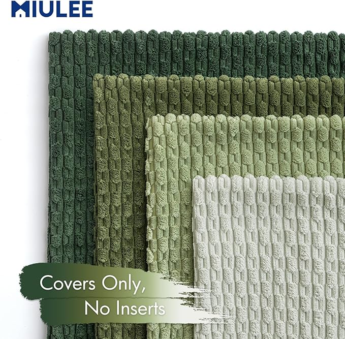 MIULEE Spring Sage Green Decorative Throw Pillow Covers for Couch Sofa Living Room Set of 4 Boho Gradient Cushion Covers Corduroy Rustic Fun Pillowcases Farmhouse Home Decor 18x18 Inch Forest Green