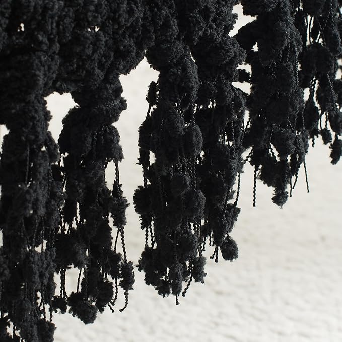 Throw Blanket for Couch, Black Luxury Knitted Throws 60"x80", Textured Blankets with Handmade Fringe Tassels for Bed Sofa Decorative, Chunky Soft Farmhouse Boho Home Decor