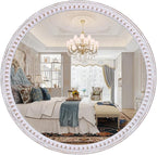 30 Inches Wooden Round Mirrors for Wall Decor, Rustic Farmhouse Circle Mirror for Bathroom Over Sink, Living Room, Entryway, Bedroom