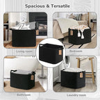Goodpick Woven Storage Baskets for Organizing, 18" x 14" x 12" Rectangle Blanket Basket with Handles, Nursery Cotton Rope Basket for Living Room, Bedroom, Black