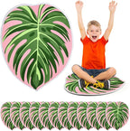 Tinideya 12 Pcs Kids Carpet Circle Seats for Class 16 Inch Round Classroom Rug Floor Cushions Soft First Day of School Educational Mat Non Slip Back to School Learning Playing Areas (Tropical Leaves)