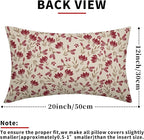 Brown Red Floral Pillow Covers 12x20 Set of 2 Vintage Rustic Old Style Cute Small Flower Print Rectangle Decorative Outdoor Pillowcases Farmhouse Throw Cushion Case Decor for Couch Sofa Bed