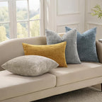 decorUhome Light Brown Chenille Throw Pillow Covers 18x18 Set of 2 Textured Soft Cozy Slubby Couch Pillow Covers Modern Farmhouse Boho Decorative Pillow Cases for Bed Sofa Living Room