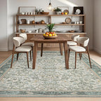 GarveeHome 5x7 Area Rugs Washable Rugs for Living Room, Boho Vintage Rug Non Slip Low Pile Stain Resistance Indoor Soft Large Carpet for Bedroom Dining Room Office Sage Green
