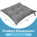 SINSOSSO Large Floor Pillows 22", Thickened Bite-Size Memory Foam Square Non-Slip Cushions for Office Back Support/Yoga/Chair Seat, Fashionable Color-Blocked Fabric & Washable, Light Gray, 2 PCS