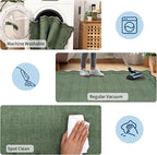 GarveeHome 4x6 Green Scalloped Washable Area Rug for Nursery Room, Solid Floral Soft Nursery Rug Non Slip Low Pile Small Carpet Stain Resistant Throw Rug for Dorm Kids Room Office Dining Room