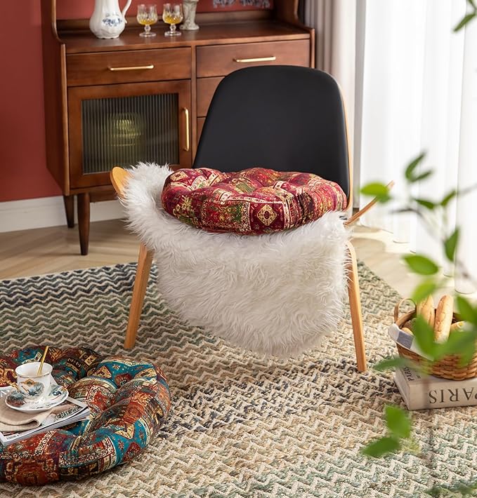 Round Cushion Sofa Cushion Soft Throw Pillow Meditation Pillow Living Room Window Balcony Decoration Pillow (21.6in, red)