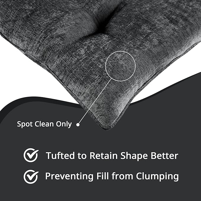 Intelligent Design Floor Pillow Lounger Luxurious Chenille Tufted, Piping Border, 3" Floor Lounger for Naps, Yoga, Games, Roll-Up & Travel-Friendly Sleeve Handle, Edelia, 27"W x 74"L x 3"H Charcoal