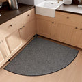 Fan Shaped Kitchen Mat 1 PCS, Cushioned Non Slip Rugs for Kitchen Floor, Absorbent Runner Comfort Standing Mats Washable for Kitchen, Office, Home (Black, Radius 47")