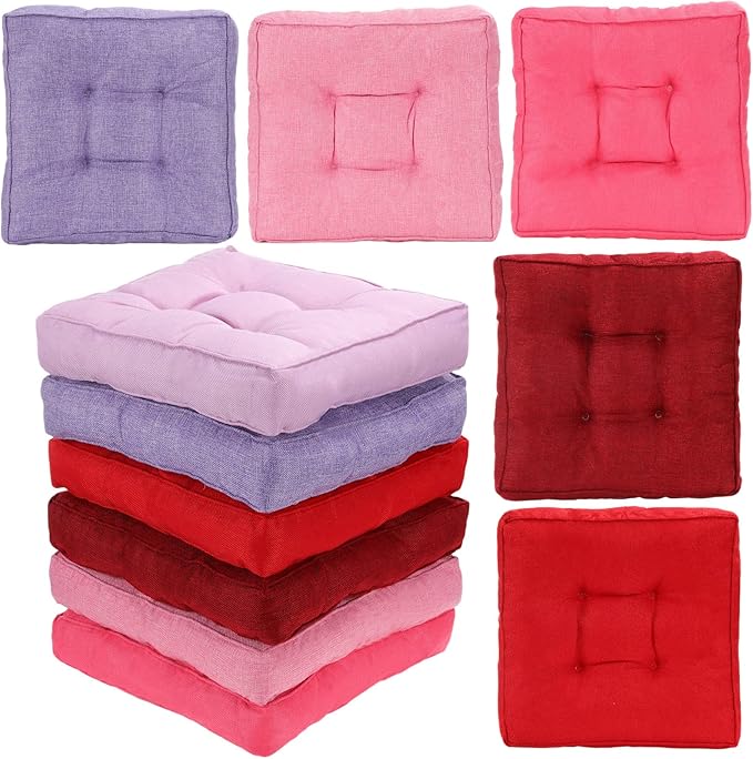 Qunclay 6 Pcs Floor Cushions Bulk Floor Pillows Flexible Seating Cushions 3.15'' Thick Flexible Seating Classroom Furniture Meditation Seat Pillows for Home Nursery Yoga Decor 15.7'' x 15.7''(Bright)