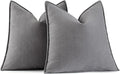 MIULEE Pack of 2 Grey Decorative Pillow Covers 26x26 Inch Soft Chenille Luxurious Couch Throw Pillows Farmhouse Cushion Covers Euro Shams with Elegant Design for Sofa Bedroom Living Room Home Decor