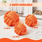 Uvvyui Knot Pillow Ball, Soft Home Decorative Pillows, Round Throw Pillow, Handmade Knotted Plush Pillow, Round Boucle Pillow Cushion (14 Inches Orange)