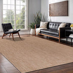 Washable Indoor Outdoor Rug 5x7 Weather Resistant Area Rugs Modern Solid Jute Rug for Porch Deck Balcony Backyard Patio Outside Carpet (5 X 7 Jute Beige)