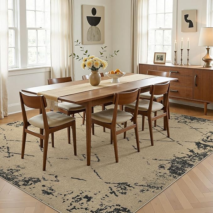 8x10 Jute Rug for Living Room: Farmhouse Carpet Indoor Outdoor Washable Non Slip Area Rug for Bedroom Patio Backyard Dining Room Table Home Office - Modern Brown