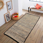 Chardin home 2x5 Jute Cotton Hand Woven Runner Rug | Braided Hallway Rug, Boho Rustic Style, Natural Jute/Black | Farmhouse Vintage Rugs for Entryway, Hallway, Foyer, or Kitchen