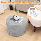 Asuprui Round Ottoman Pouf Ottoman Foot Stool Seat Faux Fur Bean Bag Foot Rest Floor Chair Leg Rest for Living Room, Bedroom or Wedding Gifts 20x20x14 Inches (Quiet Gray)